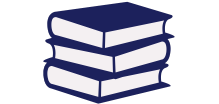 Graphic with stack of books