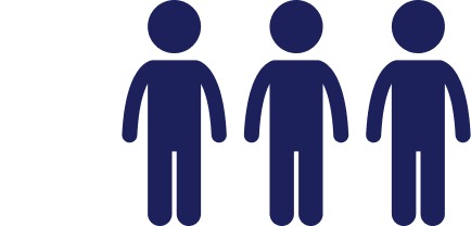 Four icons of people. One of them is white, while the other three are navy.